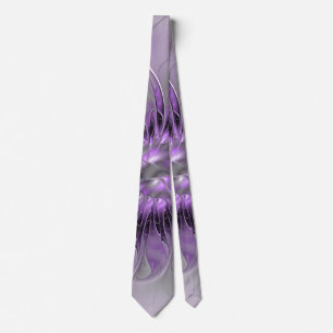 Corbata Sueño de Flor de Lavanda Arte Fractal Abstracto Mo