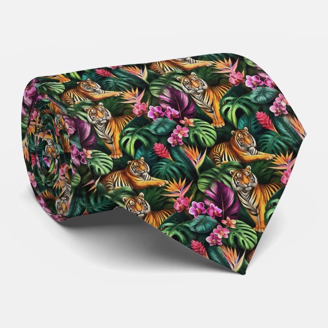 Corbata Sueño de jungla de tigres Patrón de superficie sin (Enrollado)