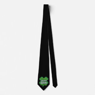 Corbata Suerte en Cada Sorbo Shamrock Corbata Negr