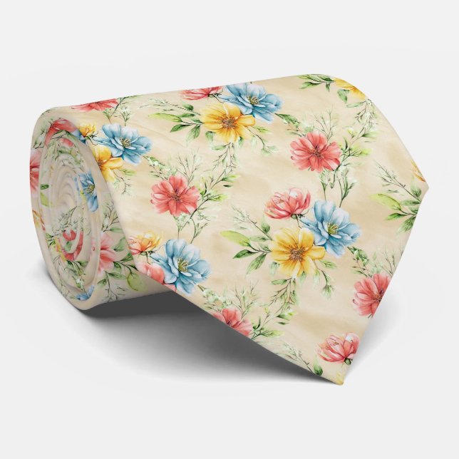 Corbata Summer Garden Floral Pattern (Enrollado)