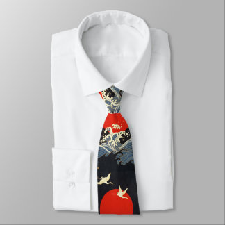 CORBATA SUN ROJO, GRÁFICAS DE VUELO JAPONÉS, OLAS MARINAS 