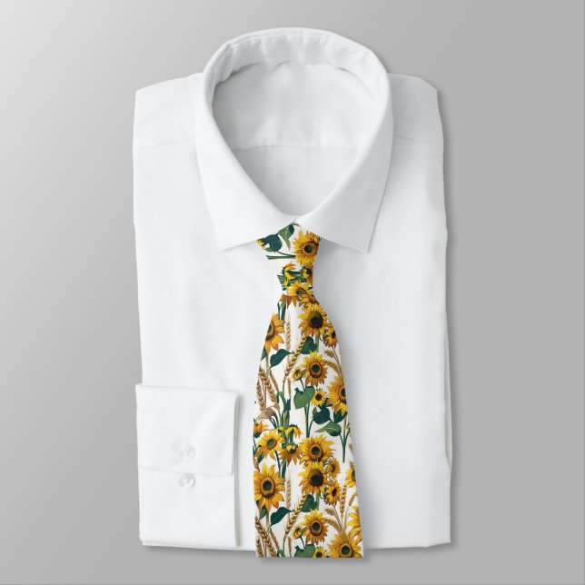 Corbata Sunflower & Wheat Seamless Country Pattern (Atado)