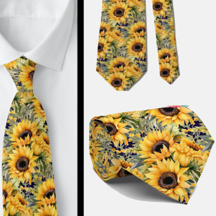 Corbata Sunflowers Amarillo de la Marina de Oro Azulejos d