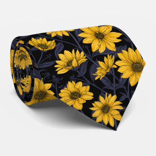 Corbata Sunroot, girasol salvaje en amarillo y azul