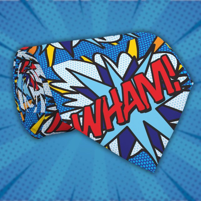 Corbata Superhéroe de arte pop WHAM del cómic (Comic Book WHAM Pop Art Superhero Tie)