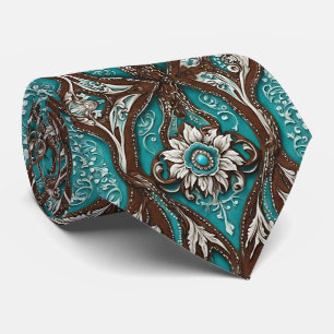 Corbata Sur Cowboy Brown Turquoise Western Country