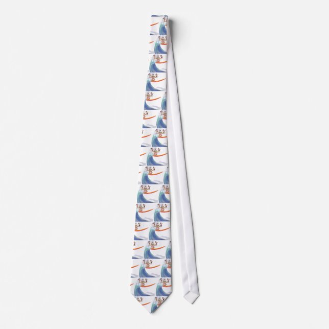Corbata Surfing Con Santa (Anverso)