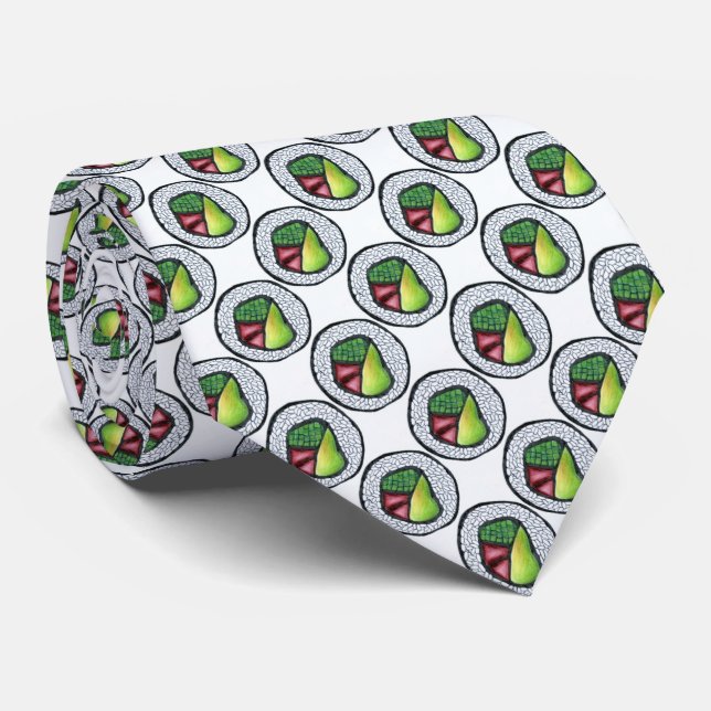 Corbata Sushi California Roll Japonés Food Foodie Tie (Enrollado)