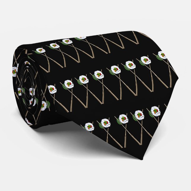 Corbata Sushi Tie negro (Enrollado)
