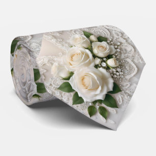 Corbata Susurro de elegancia: Rosas de encaje y votos eter
