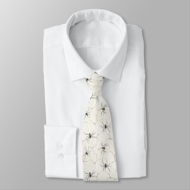 Corbata Susurros de Arácnido – Minimalismo de Halloween (Atado)