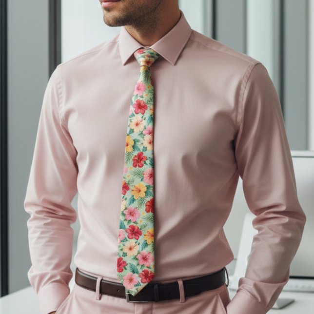 Corbata Sutil Floral Hibiscus Hawai (Subido por el creador)