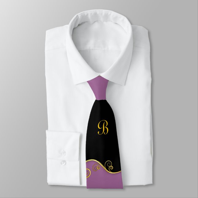 Corbata Swirls morado-negro con (o sin) monograma (Atado)