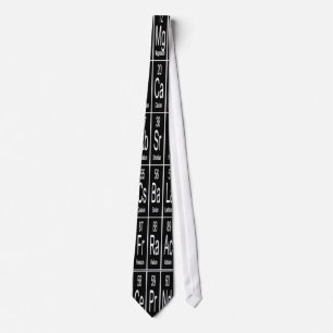 Corbata Tabla de elementos periódica en negro