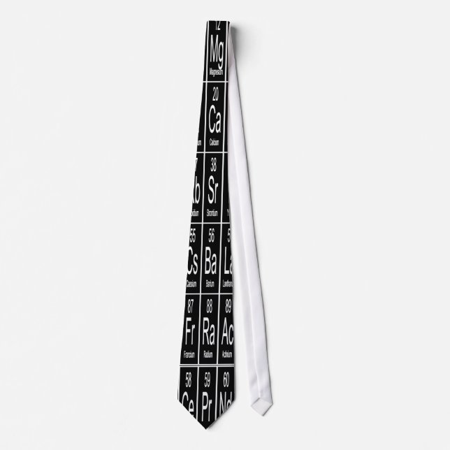 Corbata Tabla periódica de elementos sobre negro (Anverso)