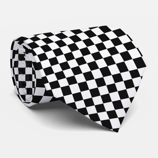 Corbata Tablero de ajedrez clásico blanco y negro de STayl (Enrollado)