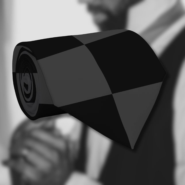 Corbata Tablero de ajedrez negro clásico y negro humeante (Subido por el creador)