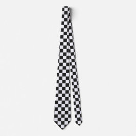 Corbata Tablero de ajedrez negro espeluznante y blanco fan