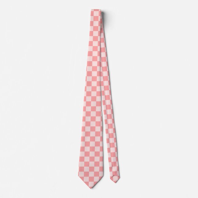 Corbata Tablero de ajedrez rosa (Anverso)