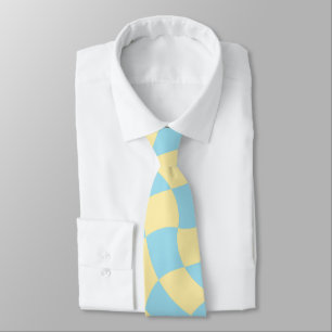 Corbata Tablero retro azul amarillo pastel