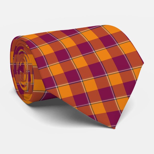 Corbata Tahiti Gold and Rose Bud Cherry Plaid Neck Tie (Enrollado)