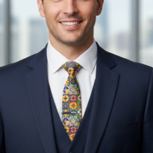 Corbata Talavera Mexicana Coloridos azulejos