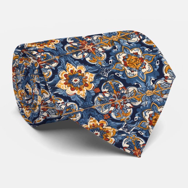 Corbata Talavera mexicana Tile Potesta Fiesta Español (Enrollado)