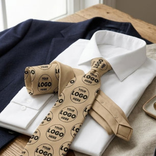 Corbata Tan / Beige Logotipo Personalizado Patrón de Repet