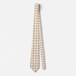 Corbata Tan Beige Plaid Gingham Neck Tie