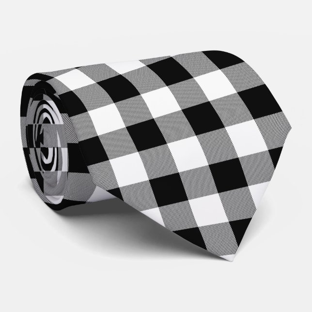 Corbata Tapado De Búfalo Blanco Y Negro (Enrollado)