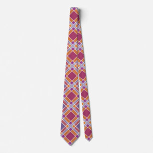 Corbata Tapado de diamante a cuadros - Rojo y Púrpura
