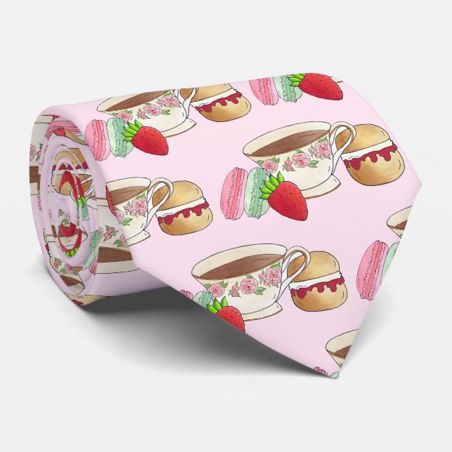 Corbata Tarde Fiesta de té Macarons Teacup Cream Scone (Enrollado)
