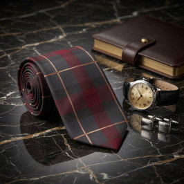 Corbata Tartan a cuadros clásico rojo y gris