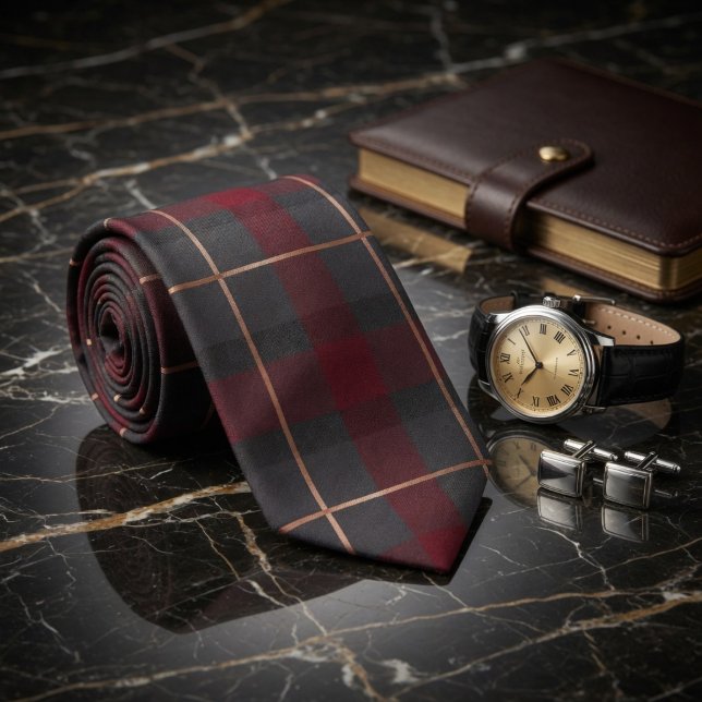 Corbata Tartan a cuadros clásico rojo y gris (Subido por el creador)