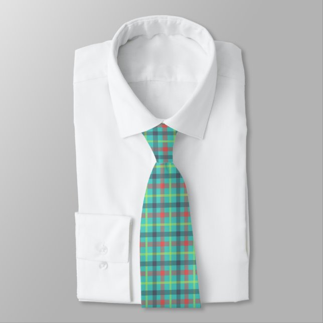 Corbata Tartán azul rojo verde Verde azulado tartán clásic (Atado)
