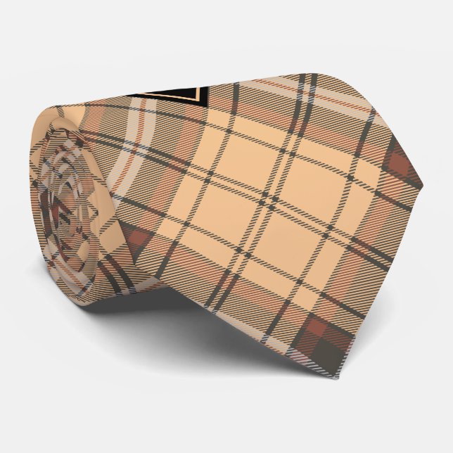 Corbata Tartan beige y marrón (Enrollado)