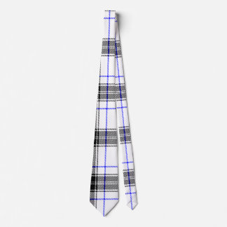 Corbata Tartán blanco y negro con acentos azules