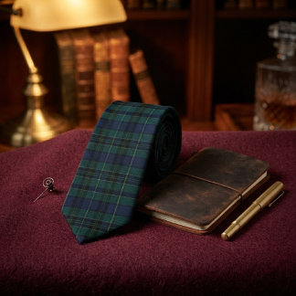 Corbata Tartan Clásico Black Watch Verde Oscuro Azul Marin