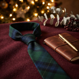 Corbata Tartan Clásico del Clan Douglas Verde Azul Marino 