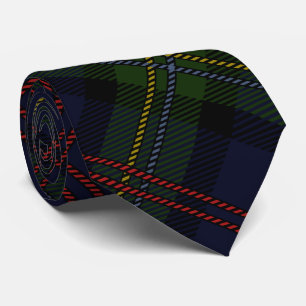 Corbata Tartan de Cuadros Verde Oliva y Morado Clan Malcol