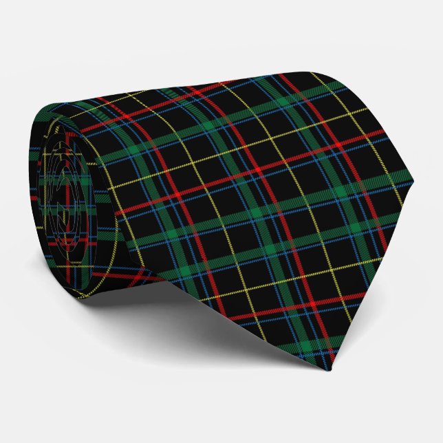 Corbata Tartan de Navidad Verde Negro Rojo  (Enrollado)