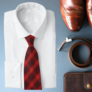 Corbata Tartan Escocés Rojo Negro Chic Patrón Elegante