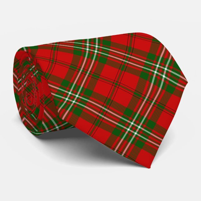 Corbata tartan escocés rojo verde a cuadros (Enrollado)