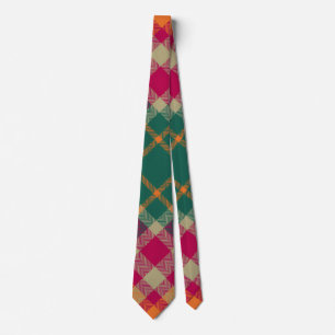 Corbata Tartan Escocés Verde Rojo Amarillo Cuadros
