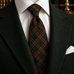 Corbata Tartan Forest Green Rojo Dorado Patrimonio