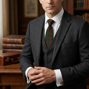Corbata Tartan Forest Green Rojo Dorado Patrimonio