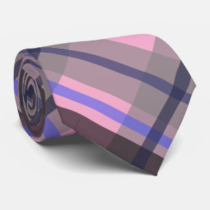 Corbata Tartan Moderno Azul Rosa Negro Patrón