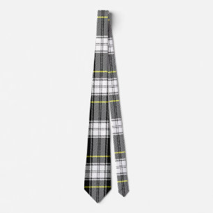 Corbata Tartán negro, blanco, gris y amarillo