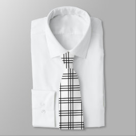 Corbata Tartán Placa blanca y negra
