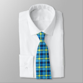 Corbata Tartan Plaid Azul Amarillo Búfalo Clásico Hombres